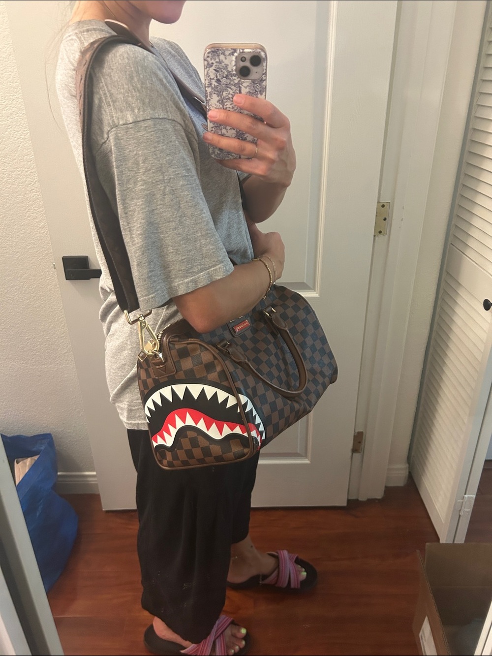 Brown Checkered Sprayground Tote - Picture 10 of 12